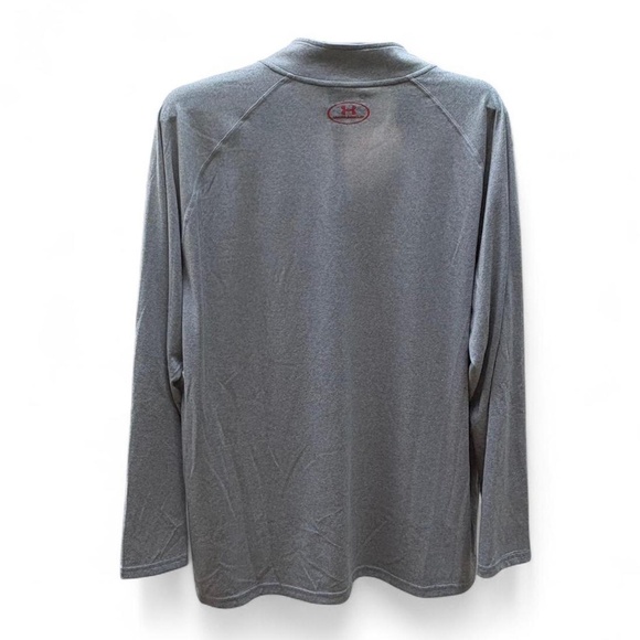 Under Armour Mens Gray & Red Loose Heatgear Long Sleeve Pullover Shirt, Size 2XL - Picture 3 of 6